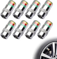 8Pcs 2.4Bar 32-to-35 PSI Tire Valve CapsTire Caps with Pressure Gauge with 3 Color Eye Alert