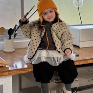 Muzi Winter Children's Clothing Mori Style Girls Contrast Color Floral Cotton Padded Clothes Baby Qu