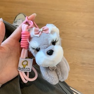 Cute Schnauzer Puppy Pendant Simulation Personality All-Match Keychain Plush Dog Doll Bag Charm Gift