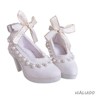[Haluoo] Doll High Heels Elegant White Shoes for Blythe Dolls BJD Accessories PVC Fashion Doll Cloth