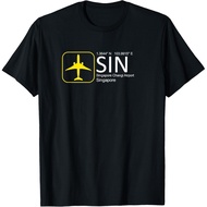 Men's cotton T-shirt Singapore Changi International Airport Aviation Flight crew T-Shirt Vintage T-s