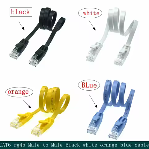 CAT6 Flat UTP Ethernet Network RJ45 Patch LAN cable rg45 male black white color 20cm 50cm 100cm 200c
