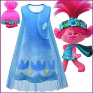YT2 Trolls 2 Halloween dress mesh cloak cosplay cloth for kids wig YT2