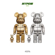 BEARBRICK x BAPE x Hajime Sorayama Camo Shark 4 Pcs Set Gold & Silver 400% & 100%