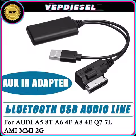 New Wireless Bluetooth Music Interface AUX Audio Cable Adapter For Audi Q7 A5 A6 A8 AMI MMI2G Multim