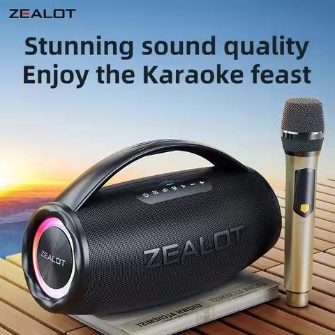 Zealot-S97M Karaoke Portable Bluetooth 5.3 Speaker System with 1-2 Wireless Microphones Home Family