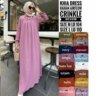 hk3 Khia Dress Gamis Busui Harian Polos Crinkle Umroh Syari Harian