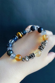 招財 避邪 開運貔貅 虎眼石 白水晶 黃水晶 天然石 禮物 男款手鍊