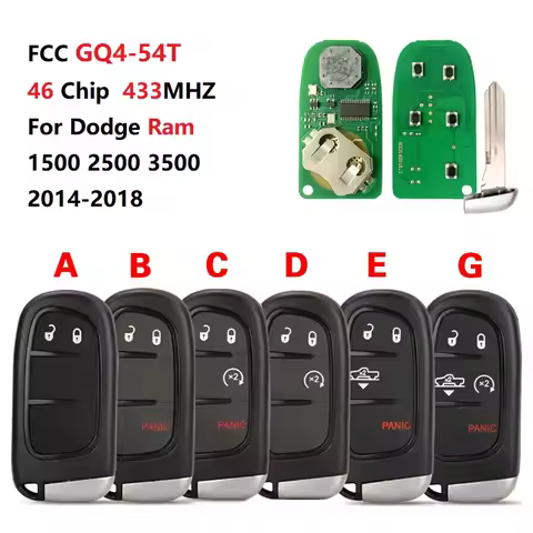 CN087059 FCC GQ4-54T 46 Chip 433Mhz Remote Pickup Car Key For Dodge Ram 1500 2500 3500 2014-2018 Key