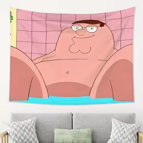 Office Fun Decor Tapestry, Peter Griffin Wall Hanging for Game Room Dormitory Personalized Gift