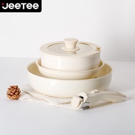 JEETEE 3 PCS Detachable-Handle Non-Stick Induction Cookware Set Oven Safe Pots and Pans Kitchen Cook