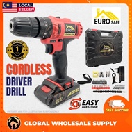 Eurosafe 21V Cordless Drill Impact Drill Cordless Screwdriver ES-1026RD Hand Drill Portable Drill wi