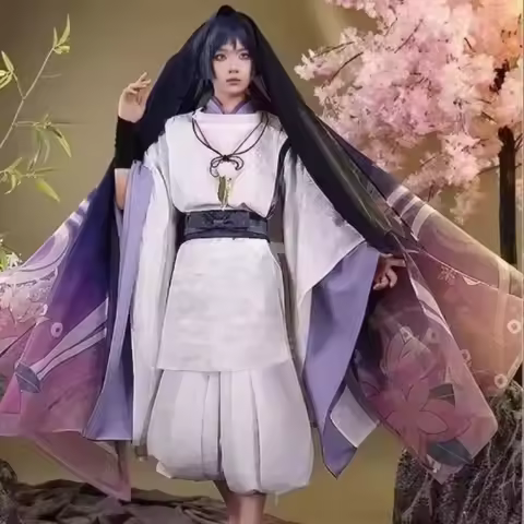 Scaramouche The Wanderer Cosplay Kostüm Scaramouche Komplettset Kopfschmuck Perücke Wanderer Alltags