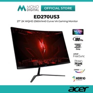 ACER 27" NITRO ED270US3 / ED270U S3 WQHD 2K (2560x1440P@180HZ) LED CURVE VA PANEL GAMING MONITOR (1M