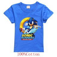 Sonic The Hedgehog เสื้อยืดชายหญิงแขนสั้น Tshirt ฤดูร้อนส่วนบุคคล Casual All-Match ผ้าฝ้ายอะนิเมะเสื้อยืด8407แฟชั่นเด็กเสื้อผ้า