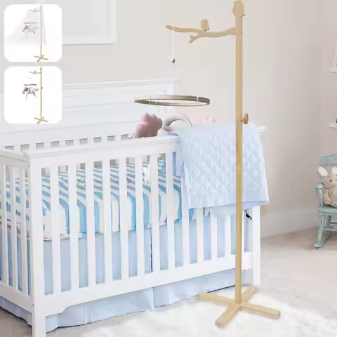Baby Crib Mobile Arm Wooden Crib Mobile Holder with/without Mosquito Net Floor Standing Baby Mobile 