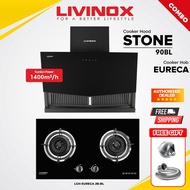LIVINOX Slanted Hood 1400 Suction Power LCH-STONE-90BL / LCH-ROCK-90BL With Recycle System Built-In 