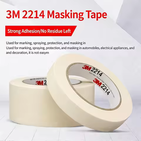 3M 2214 1/5 Rolls Beige Masking Tape 0.13mm Thick Impermeable Painting Protection Tape Electrical Ap