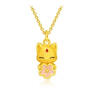 CHOW TAI FOOK 999 Pure Gold Pendant - Lucky Fox with Sakura R32088