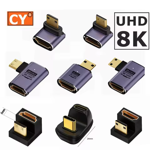 8K 4K Mini HDMI-compatible To HDMI Cable Male To Female 90 Degree Right Angled Converter USB C 4 USA