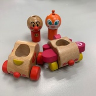 日本 麵包超人 木製車 玩具