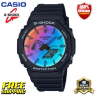 ต้นฉบับ G-Shock GA2100 ผู้ชายกีฬานาฬิกาคู่แสดงเวลา 200 เมตรกันน้ำกันกระแทกเวลาโลก LED แสงอัตโนมัติรับประกัน 4 ปี GA-2100SR-1A (100% ใหม่แท้)