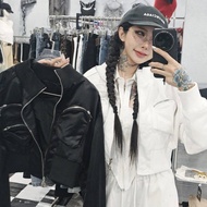 JMG SPACE Who Wears Fashionable Glossy Cargo Short Jacket 2 Colors