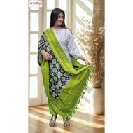 [Ready-Stock] 5XL Premium Handloom Cotton Ikkat 3pc Suit by Nirmalya