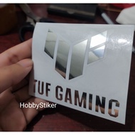 Premium silver gaming Tuf sticker for laptop pc