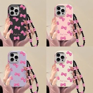 Ins Fashion Rose Bows Beads Chain Phone Casing For Realme C1 C2 C3 C11 C12 C15 C20 C20A C21 C21Y C25