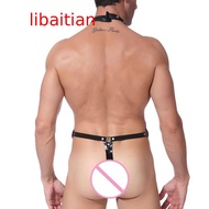 【Libaitian】@_ Bar Leather Underwear Underwear Mens Bandage Thong Jumpsuit