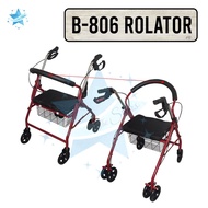 The Stars B-806 Adjustable Adult Medical Walker Rollator with Seat and Wheels (Red) Jdmp
