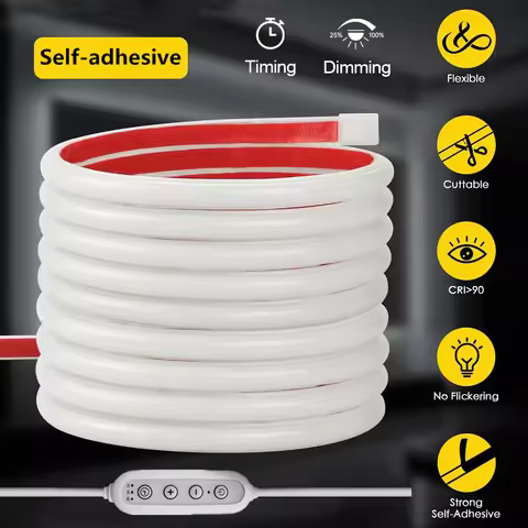Dimmable COB Led Neon Strip 220V Adhesive Led Tape Timmer Dimmer Switch EU AU UK plug Waterproof Fle