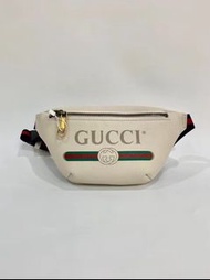 GUCCI Print Small 古馳 GG 印花 腰包 胸包 牛皮白色 527792