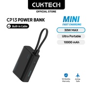 【3C  Certification】CUKTECH Mini Powerbank 10000mAh 30W Fast Charging Built in Cable Powerbank iP16/1