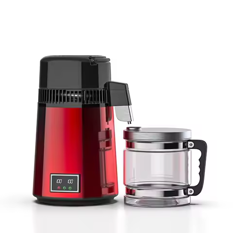 Water Distiller w/ Glass Container;750W,1.1Gal/4L Capacity;Distill Water up to 0.26Gal/1L per Hour a