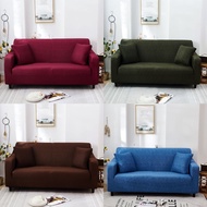 Universal Sofa Cover 1 2 3 4 Seater Slipcover L Shape Sofa Seat Elastic Stretchable Couch Sala Sarung Anti-Skid Stretch Protector Slip Cushion with Free Pillow Cover and Foam Stick
