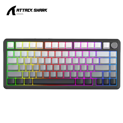 75% RGB Mechanical Keyboard Attack Shark X85 Wireless Bluetooth 2.4G Wired Tri-mode Hot Swappable PB