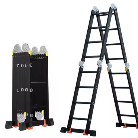 Portable Straight Attic Ladder Aluminum Alloy Herringbone Ladder Household Multifunctional Folding L
