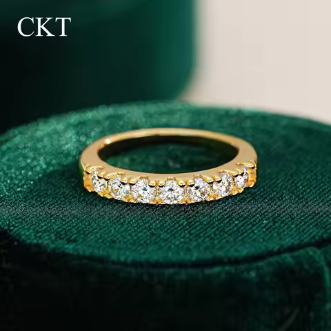 CKT 18k Gold Ring for Women Ins Niche Design Frigid Style Gold 0.7ct Diamond Moissanite Rings Weddin