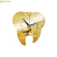 LONTIME Teeth Mirror Wall Clock, Personality Modern Hanging Clock, Acrylic Home Decor Wall Stickers Creative Mirror Clock