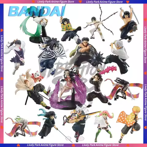 BANDAI Tanjirou Nezuko Zenitsu Mitsuri Uzui Tengen Muichirou Daki Sabito Action Figures Demon Slayer