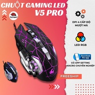 V5 Wired Gaming Mouse - Long Life 7-Color LED with Macro Adjustment APP Specialized in Gaming for Pc