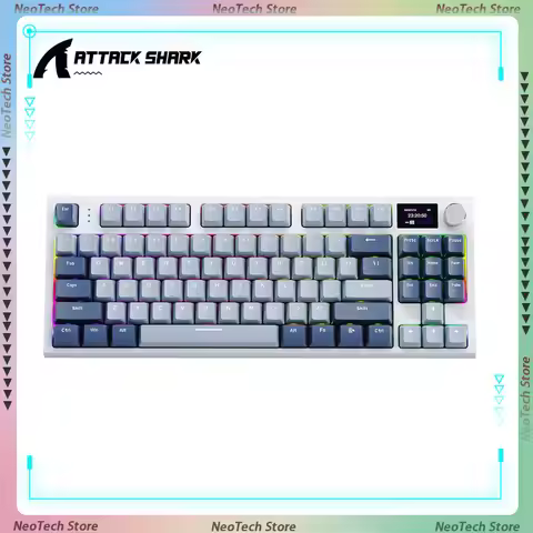 ATTACK SHARK K86 Wireless Mechanical Keyboard Smart TFT Color Display & Knob Design Gasket Mount PBT