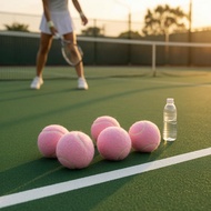 6 Pieces Pink Tennis Ball All Court Fuzzy Tennis Ball High Elasticity Training