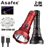 Asafee DY900 Tactical Flashlight With Free Gift Box 50W BT90 LED Light Ultra Bright Torch Rechargeab