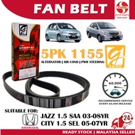 S2U Fan Belt Honda City 1.5 SEL IDSi Jazz Saa Air Cond Alternator Power Steering Tension Belt 5PK115
