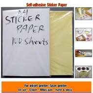 Self-Adhesive Sticker Paper A4 100sheets 105g for inkjet printer/laser printer