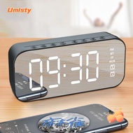 UMISTY Table Digital Clock, Portable LED Mirror Screen Alarm Clock,  Hand-free Call Watch 5.0 Speaker FM Creative Wireless Bluetooth