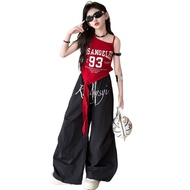 Kids Hip Hop Letter Print Sling & Loose Pants 2 Piece Outfit